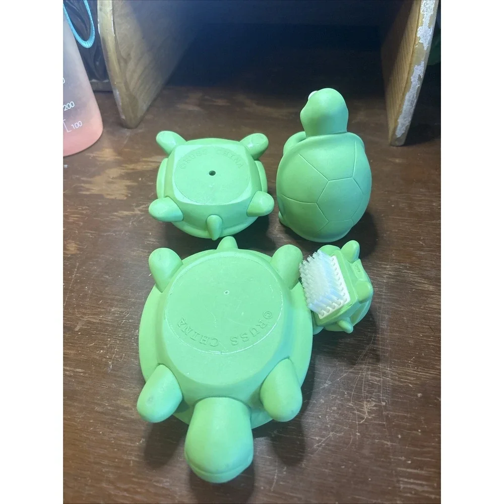 Kids Bathroom Set Turtles - Toothbrush, Cup & Soap Holder With Nail Brush